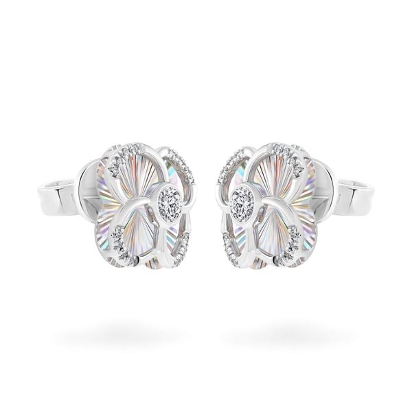Hoa tai vàng trắng 14K gắn kim cương DOJI AFER400220F2DA1