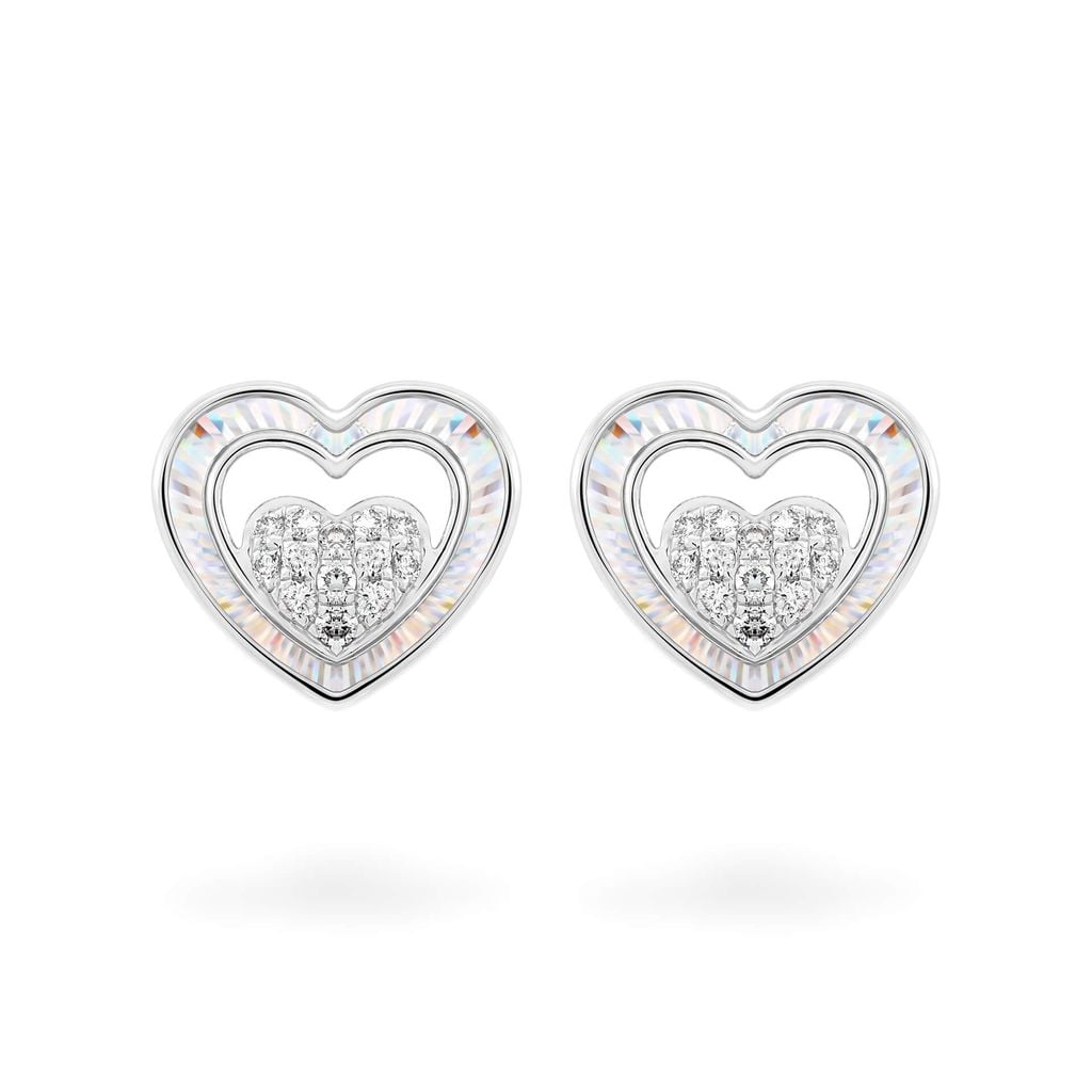 Hoa tai vàng trắng 14K gắn kim cương DOJI AFER400222F2DA1 