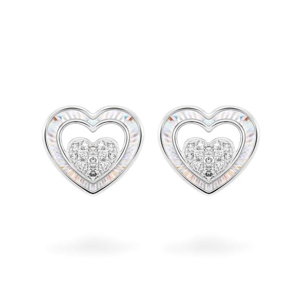 Hoa tai vàng trắng 14K gắn kim cương DOJI AFER400222F2DA1