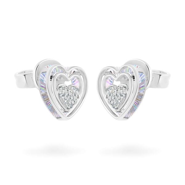 Hoa tai vàng trắng 14K gắn kim cương DOJI AFER400222F2DA1