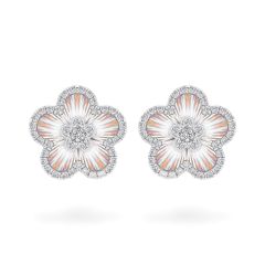 Hoa tai vàng trắng 14K gắn kim cương DOJI AFER400234F2DA1