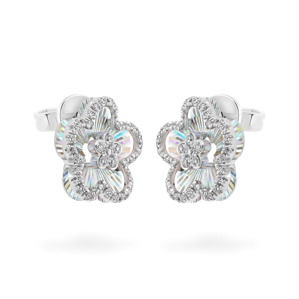 Hoa tai vàng trắng 14K gắn kim cương DOJI AFER400234F2DA1 