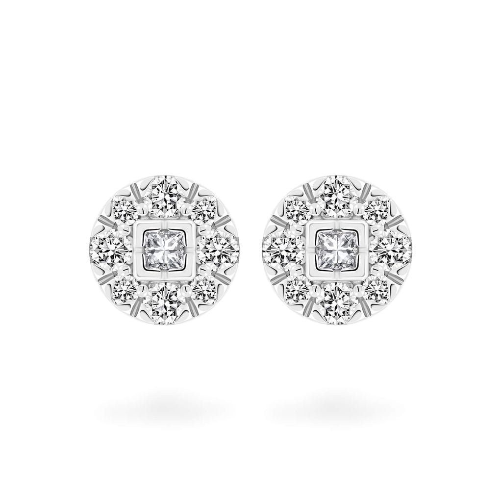 Hoa tai vàng trắng 14K gắn kim cương DOJI AFER490150F2DA1 