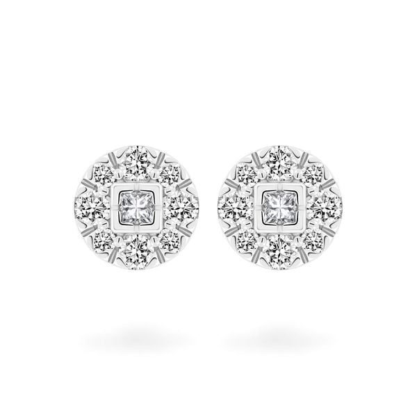 Hoa tai vàng trắng 14K gắn kim cương DOJI AFER490150F2DA1