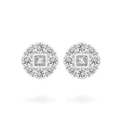 Hoa tai vàng trắng 14K gắn kim cương DOJI AFER490150F2DA1