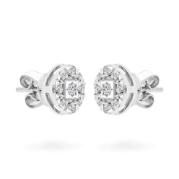 Hoa tai vàng trắng 14K gắn kim cương DOJI AFER490150F2DA1