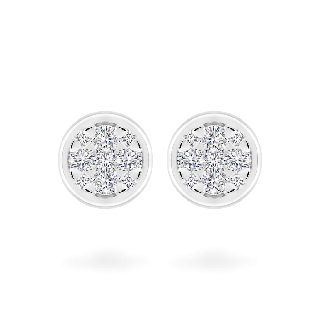 Hoa tai vàng trắng 14K gắn kim cương DOJI AFER600105F2DA1 