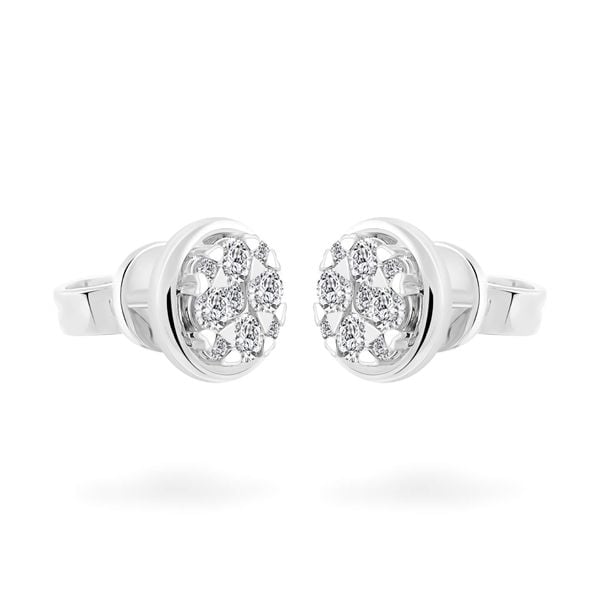 Hoa tai vàng trắng 14K gắn kim cương DOJI AFER600105F2DA1