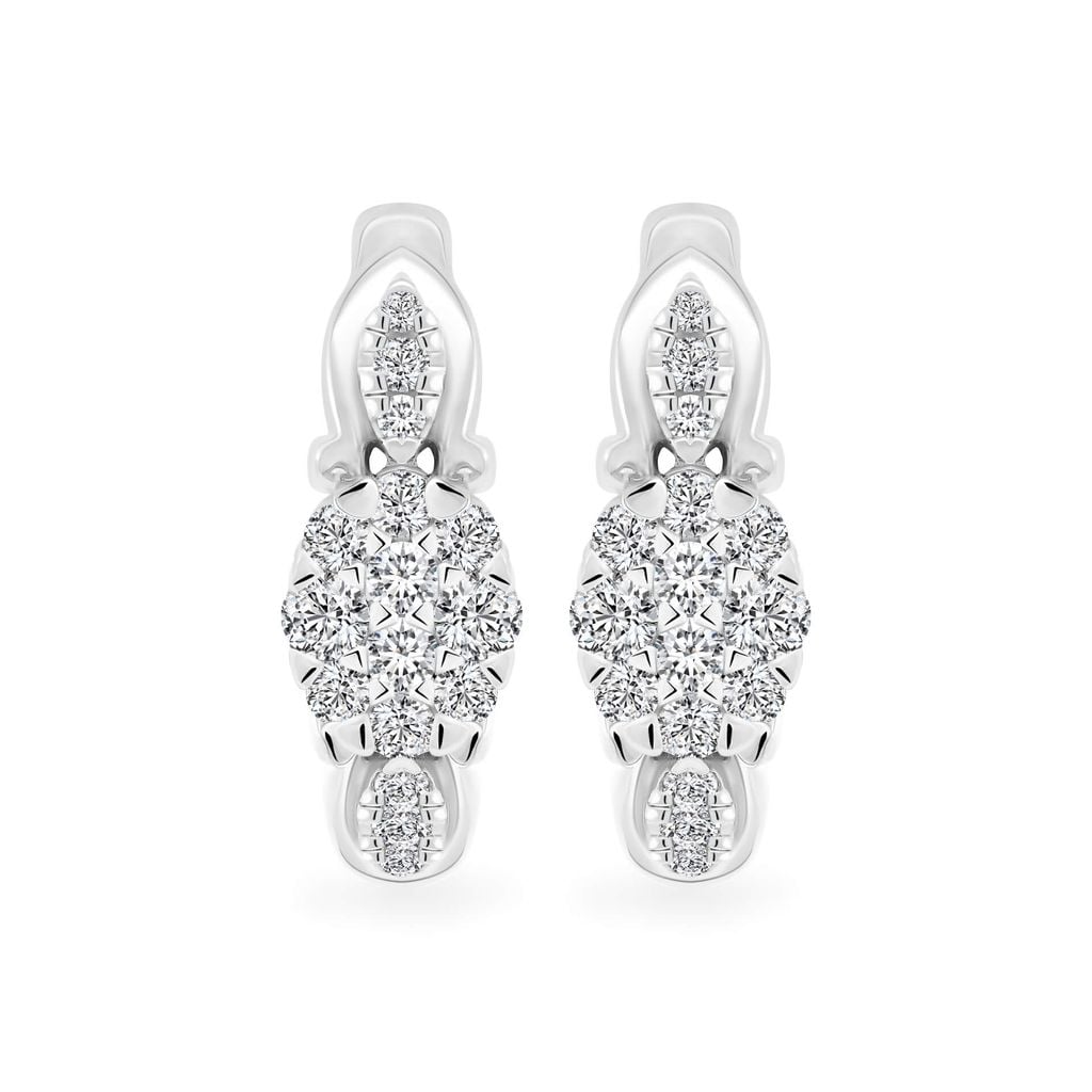 Hoa tai vàng trắng 14K gắn kim cương DOJI AFER600107F2DA1 