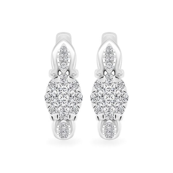 Hoa tai vàng trắng 14K gắn kim cương DOJI AFER600107F2DA1