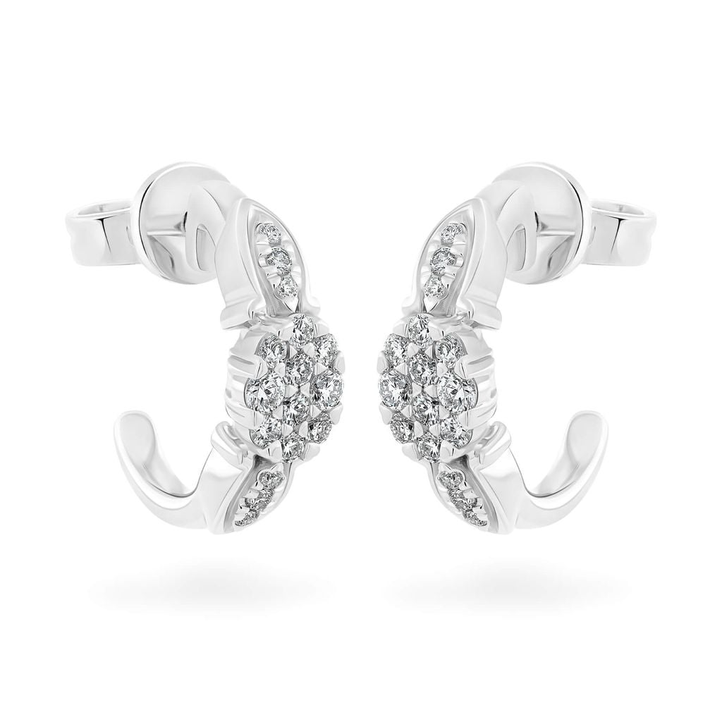 Hoa tai vàng trắng 14K gắn kim cương DOJI AFER600107F2DA1 