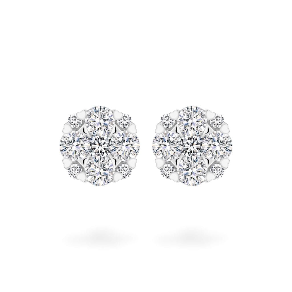 Hoa tai vàng trắng 14K gắn kim cương DOJI AFER600109F2DA1 