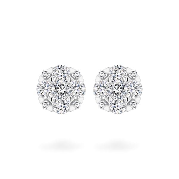 Hoa tai vàng trắng 14K gắn kim cương DOJI AFER600109F2DA1