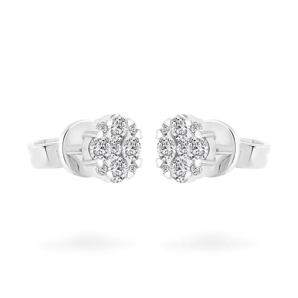 Hoa tai vàng trắng 14K gắn kim cương DOJI AFER600109F2DA1 