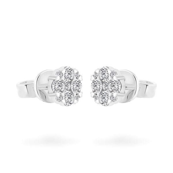 Hoa tai vàng trắng 14K gắn kim cương DOJI AFER600109F2DA1