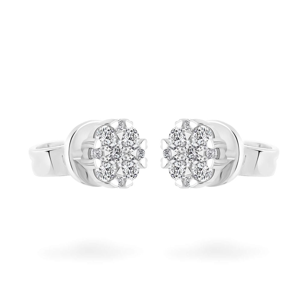 Hoa tai vàng trắng 14K gắn kim cương DOJI AFER600110F2DA1 