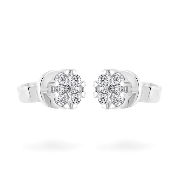 Hoa tai vàng trắng 14K gắn kim cương DOJI AFER600110F2DA1