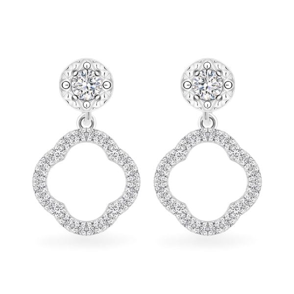 Hoa tai vàng trắng 14K gắn kim cương DOJI AFER600112F2DA1