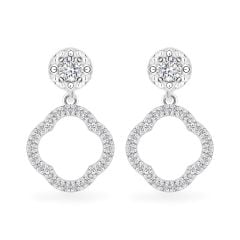 Hoa tai vàng trắng 14K gắn kim cương DOJI AFER600112F2DA1