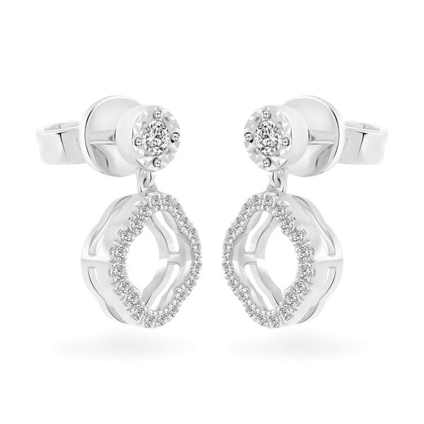 Hoa tai vàng trắng 14K gắn kim cương DOJI AFER600112F2DA1