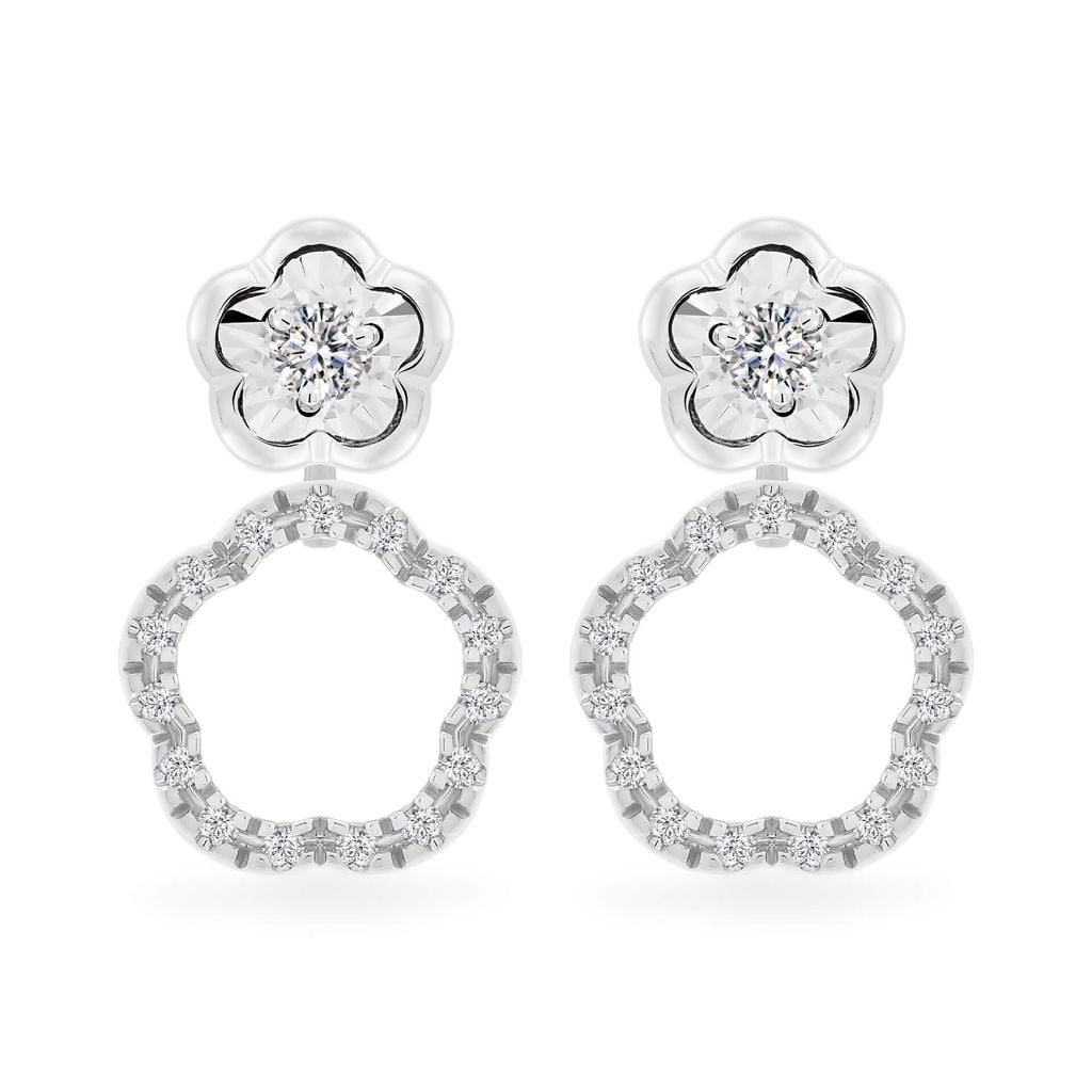 Hoa tai vàng trắng 14K gắn kim cương DOJI AFER600113F2DA1 