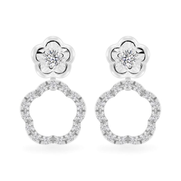 Hoa tai vàng trắng 14K gắn kim cương DOJI AFER600113F2DA1
