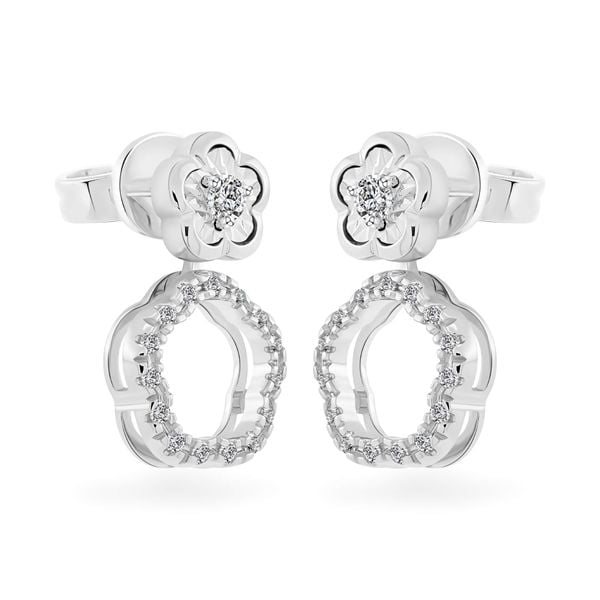 Hoa tai vàng trắng 14K gắn kim cương DOJI AFER600113F2DA1