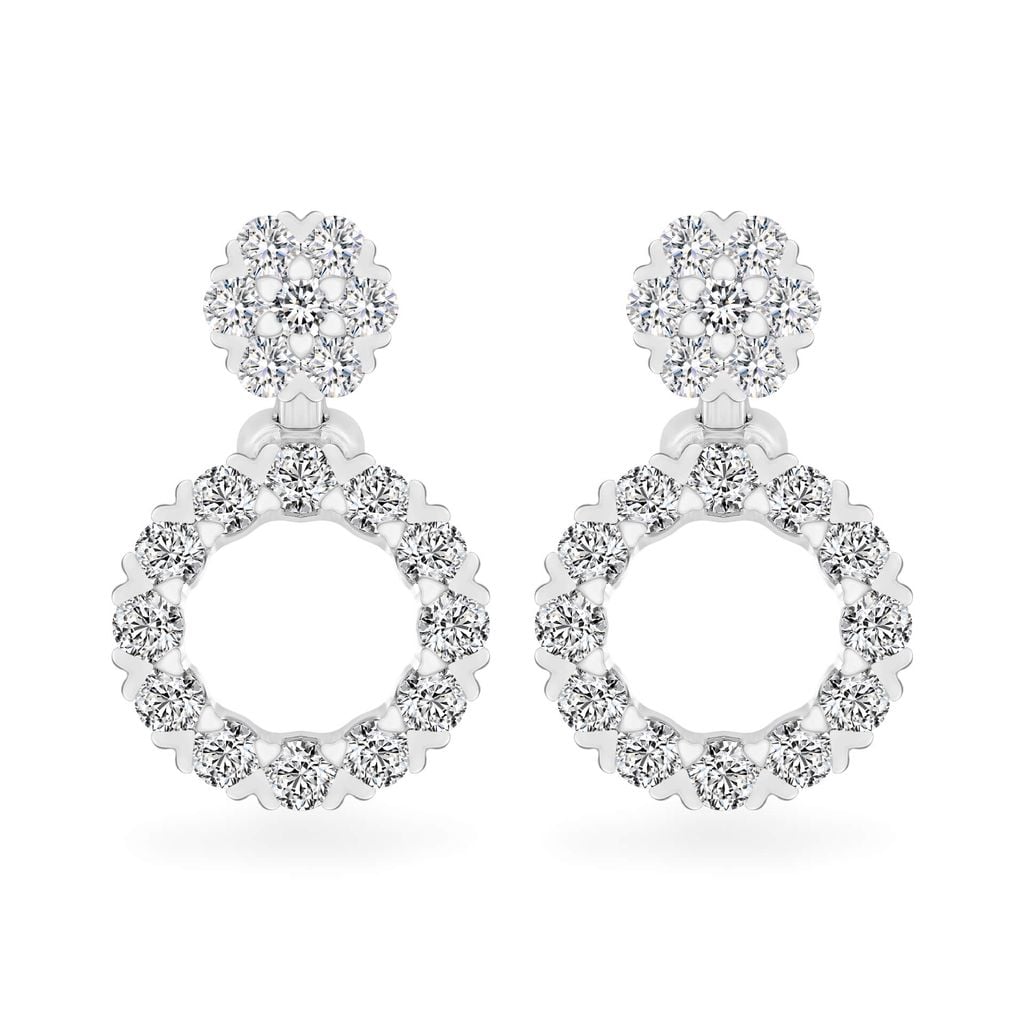 Hoa tai vàng trắng 14K gắn kim cương DOJI AFER600117F2DA1 