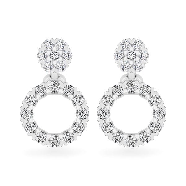 Hoa tai vàng trắng 14K gắn kim cương DOJI AFER600117F2DA1