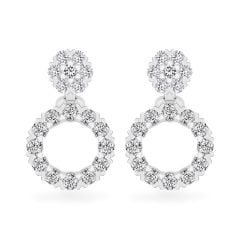 Hoa tai vàng trắng 14K gắn kim cương DOJI AFER600117F2DA1