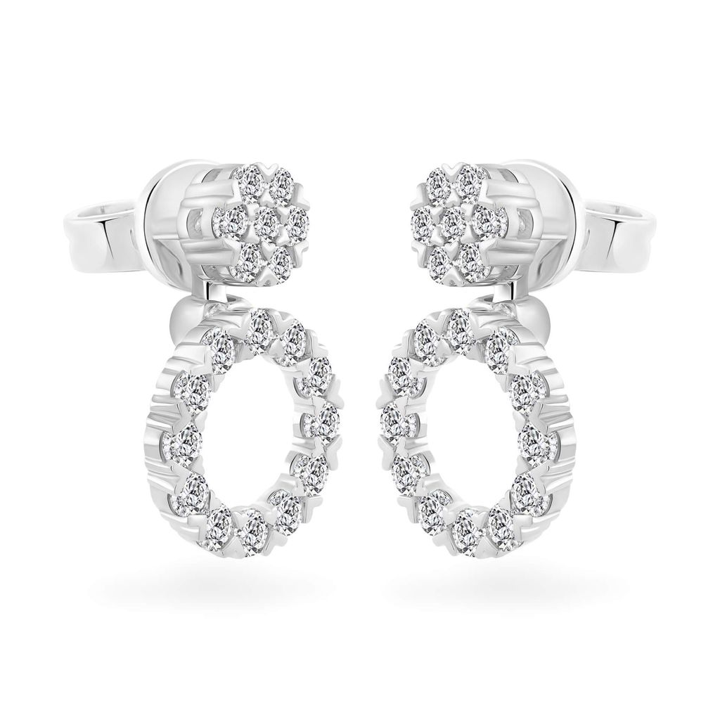 Hoa tai vàng trắng 14K gắn kim cương DOJI AFER600117F2DA1 