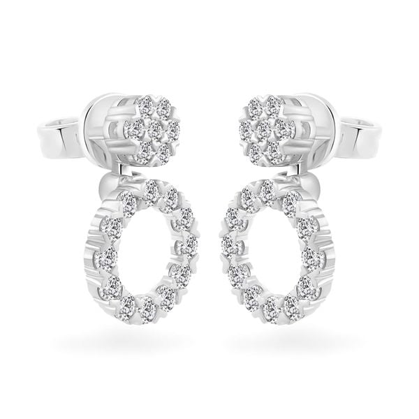 Hoa tai vàng trắng 14K gắn kim cương DOJI AFER600117F2DA1