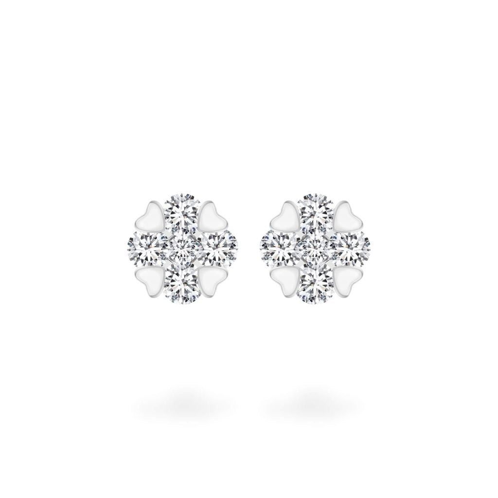 Hoa tai vàng trắng 14K gắn kim cương DOJI AFER600118F2DA1 