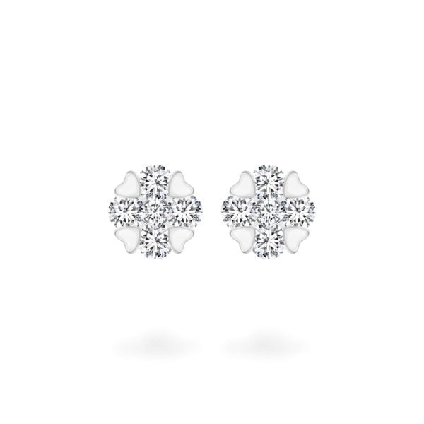 Hoa tai vàng trắng 14K gắn kim cương DOJI AFER600118F2DA1