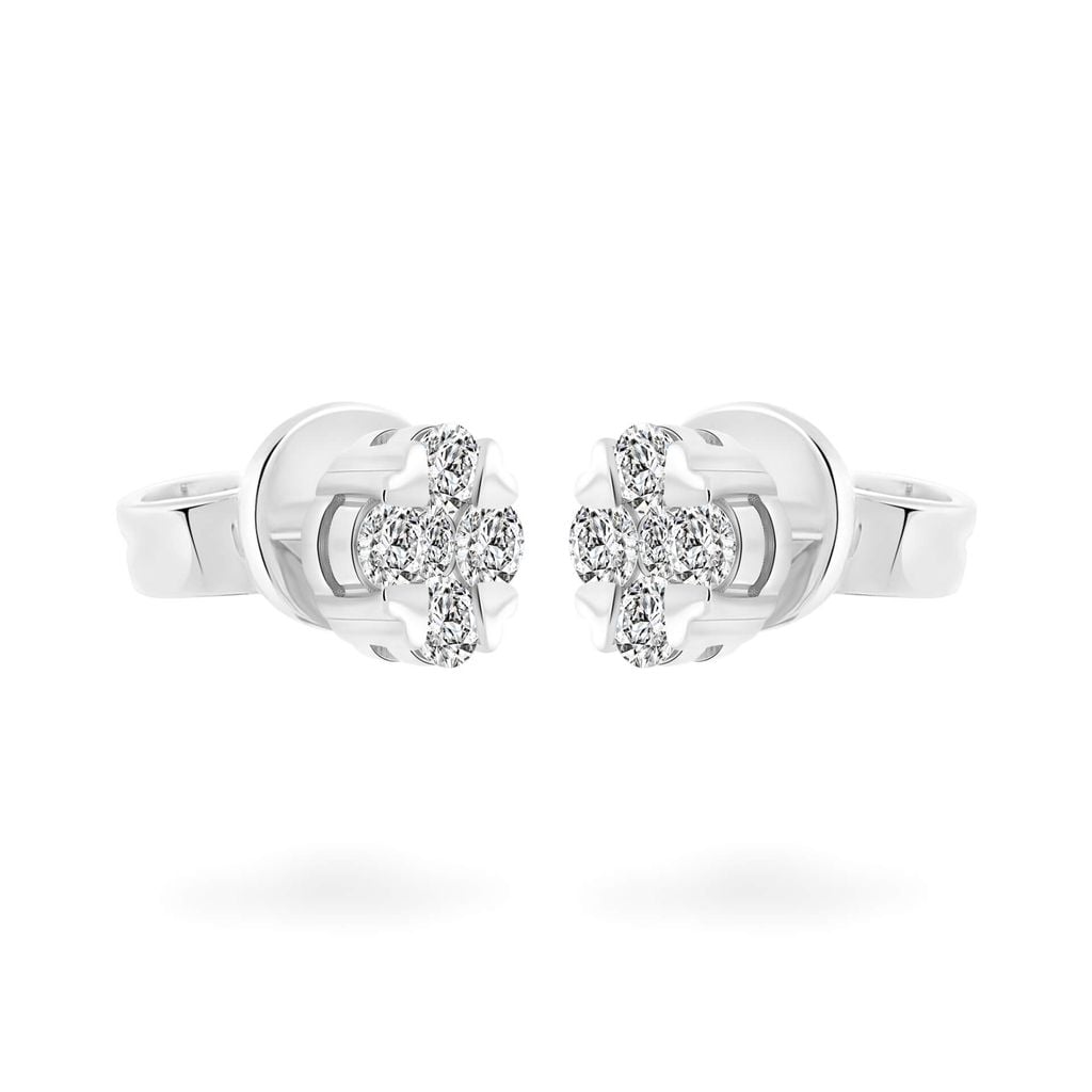 Hoa tai vàng trắng 14K gắn kim cương DOJI AFER600118F2DA1 