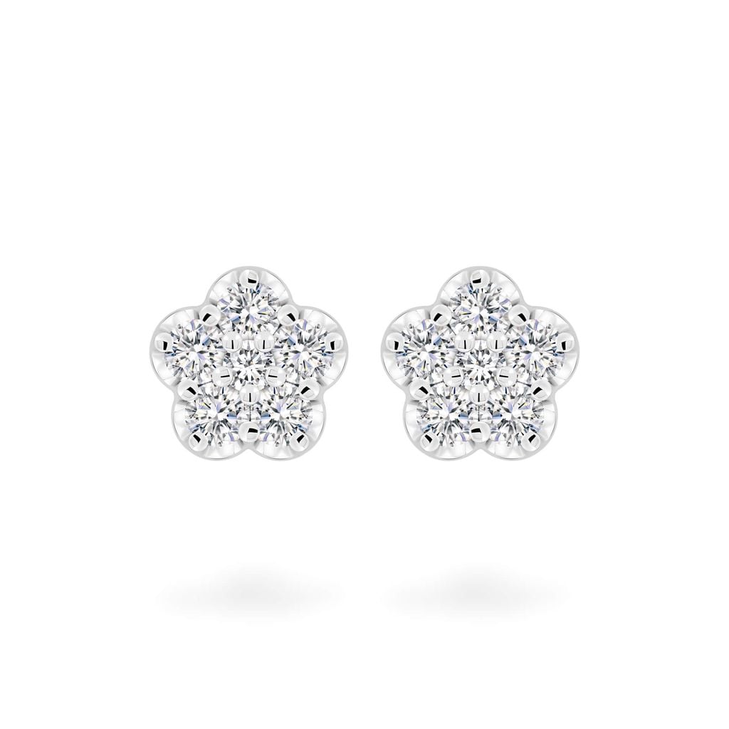 Hoa tai vàng trắng 14K gắn kim cương DOJI AFER700046F2DA1 