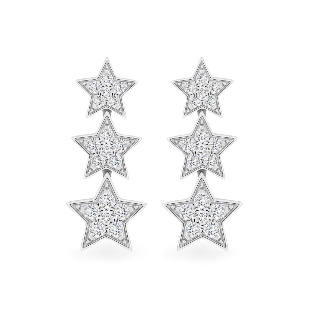 Hoa tai vàng trắng 14K gắn kim cương DOJI AFER700047F2DA1 