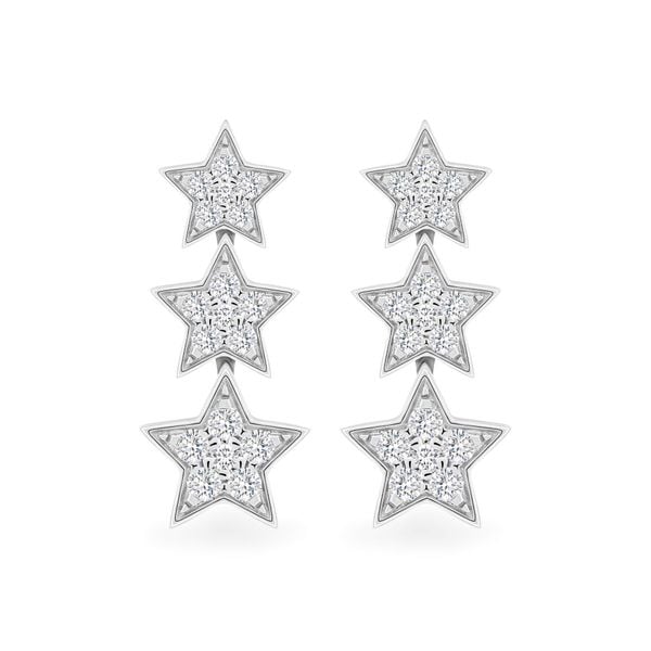 Hoa tai vàng trắng 14K gắn kim cương DOJI AFER700047F2DA1