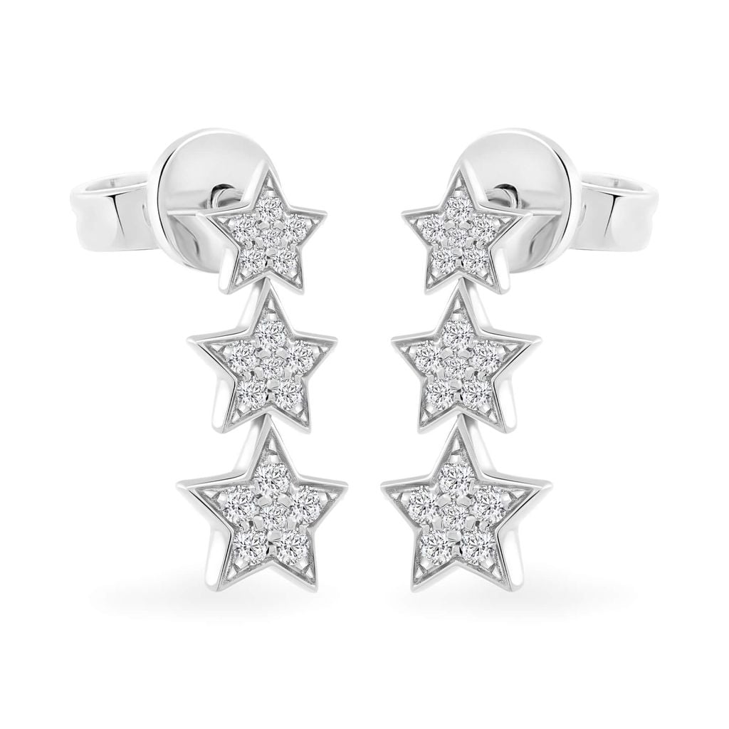 Hoa tai vàng trắng 14K gắn kim cương DOJI AFER700047F2DA1 