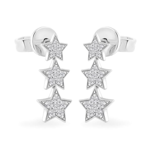 Hoa tai vàng trắng 14K gắn kim cương DOJI AFER700047F2DA1