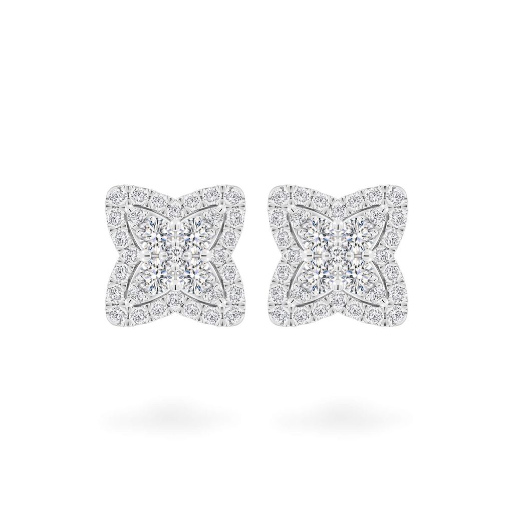 Hoa tai vàng trắng 14K gắn kim cương DOJI AFER700049F2DA1 