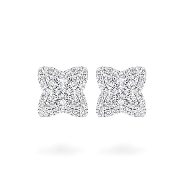 Hoa tai vàng trắng 14K gắn kim cương DOJI AFER700049F2DA1