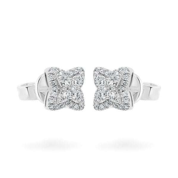 Hoa tai vàng trắng 14K gắn kim cương DOJI AFER700049F2DA1