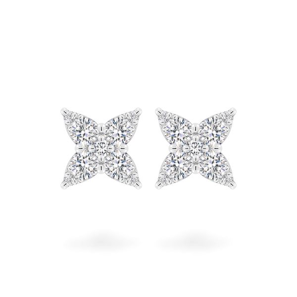 Hoa tai vàng trắng 14K gắn kim cương DOJI AFER700050F2DA1