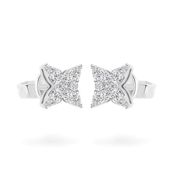 Hoa tai vàng trắng 14K gắn kim cương DOJI AFER700050F2DA1