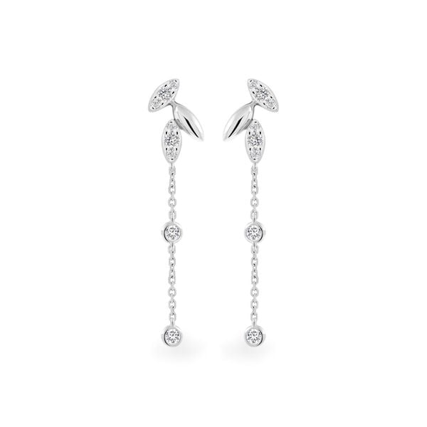 Hoa tai vàng trắng 14K gắn kim cương DOJI AFER700051F2DA1