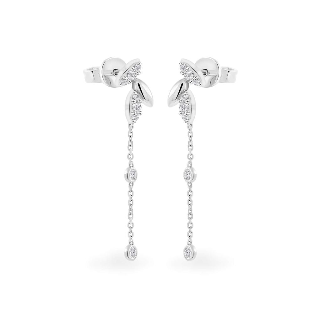 Hoa tai vàng trắng 14K gắn kim cương DOJI AFER700051F2DA1 