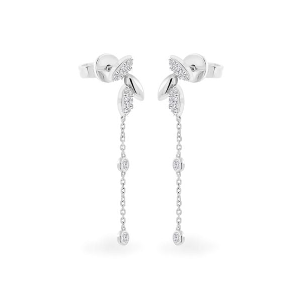 Hoa tai vàng trắng 14K gắn kim cương DOJI AFER700051F2DA1