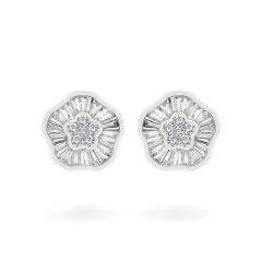 Hoa tai vàng trắng 14K gắn kim cương DOJI AFER700122F2DA1