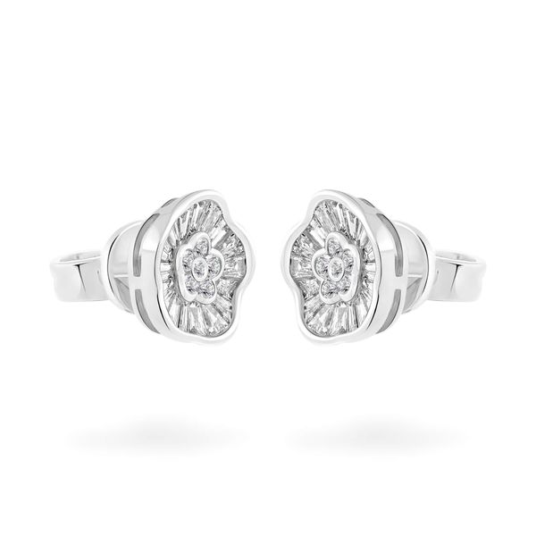 Hoa tai vàng trắng 14K gắn kim cương DOJI AFER700122F2DA1